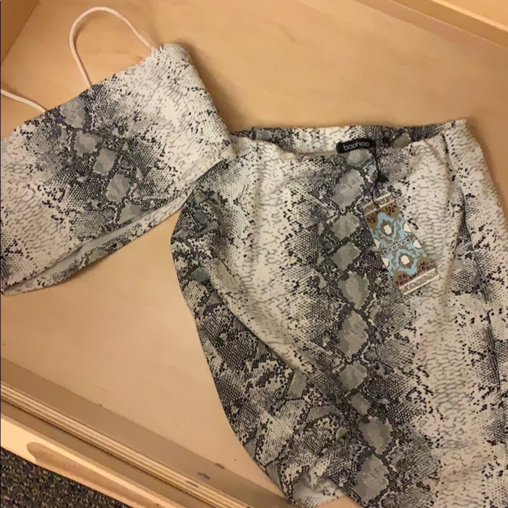 Boohoo snakeskin tube crop top